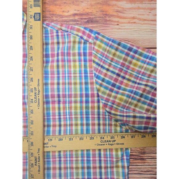 Peter Millar Mens Multicolor Plaid Button-Down Shirt XL - Picture 6 of 6